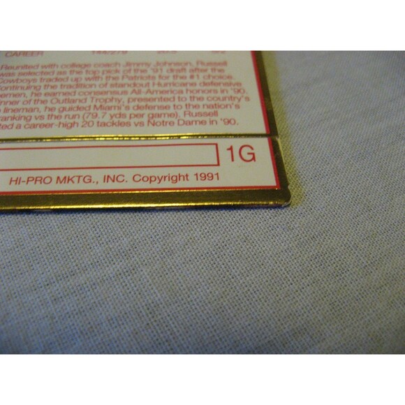 1991 Action Packed Rookie Update 24K Gold #1G Russell Maryland Dallas Cowboys - Picture 4 of 4